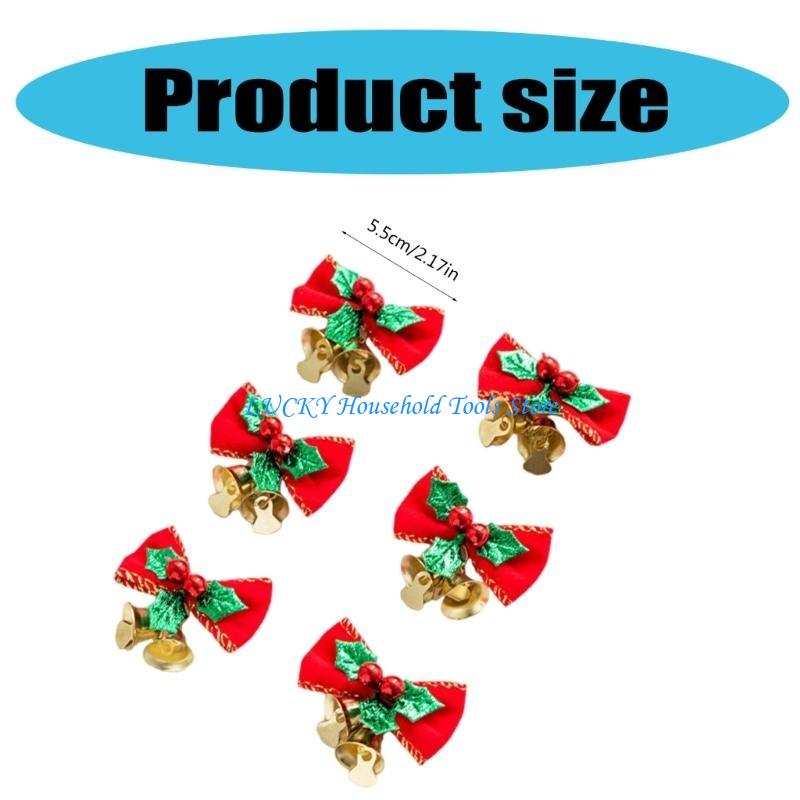 J0MC 12Pcs Small Christmas Tree Bows Christmas Bows with Bells Christmas Wreaths Bows