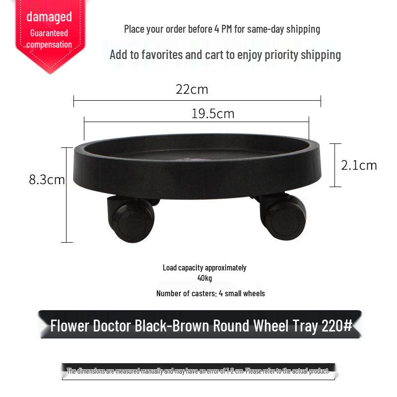 Universal Movable Flower Pot Tray with Wheels - Round & Square Water Collection Base