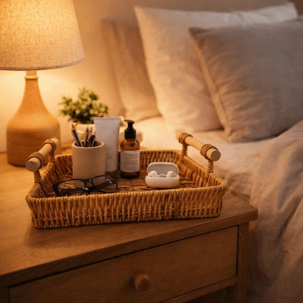 Handmade Imitation Rattan Storage Basket Rectangular Dry Fruit Storage Tray Living Room