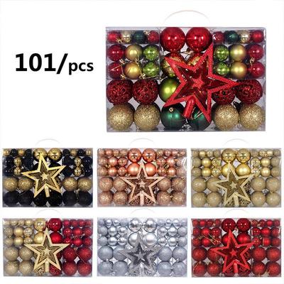 101-Piece Christmas Star Ornament Set: Electroplated Plastic Balls