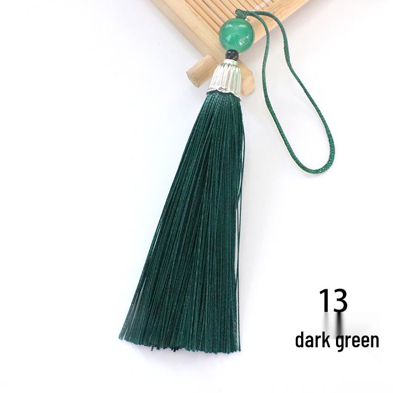 8cm Beaded Ice Silk Tassel Pendant for Hats & Bookmarks - Fine Thread Design, Free Shipping