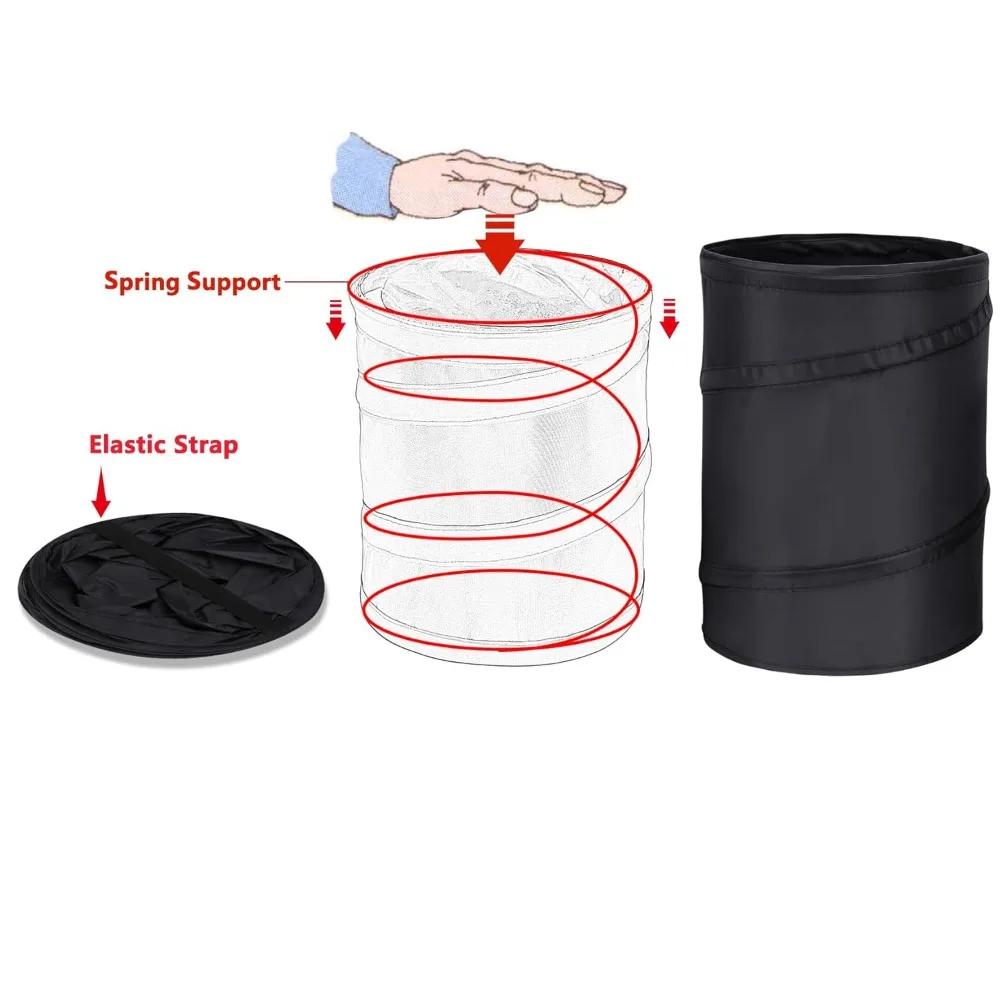 Car Trash Can Elastic Band Oxford Storage Bucket Multifunctional Portable Camping Multipurpose Foldable Vehicle Pop-Up Trash Box