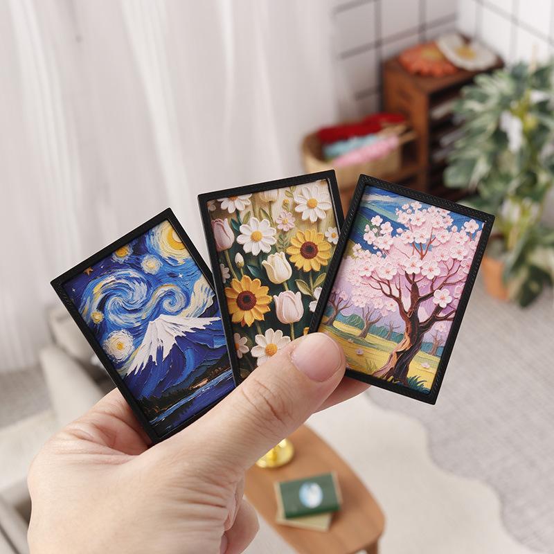 

3 шт. Миниатюрная рамка для картинки для кукольного домика Мурал 1:Миниатюрная поделка в масштабе 1/12, картинка, украшение для игры в домик, детские игрушки A2