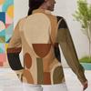 Women Plus Size Collared Long Sleeve Geometric Printed Button Front Shirt