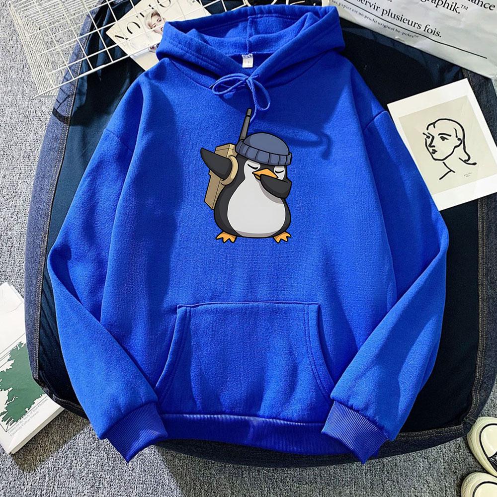 Valorant Anime High Quality Hoodies Men Women Cute Penguin Cartoon Print Pocket Long Sleeve Sportswear Clothes