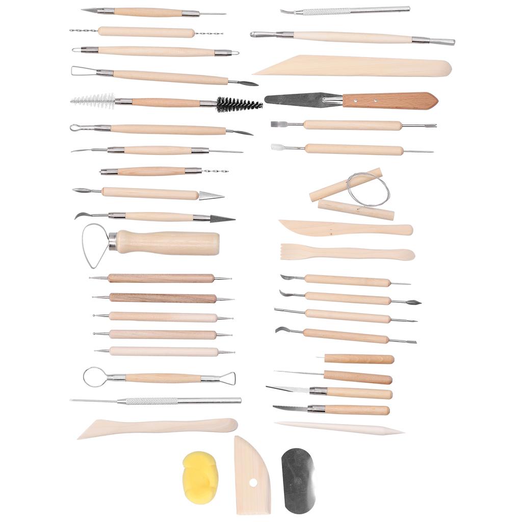 41Pcs Pottery Tools Set Soft Clay Sculpting Carving Trimming Knife Dotting Pens Kit