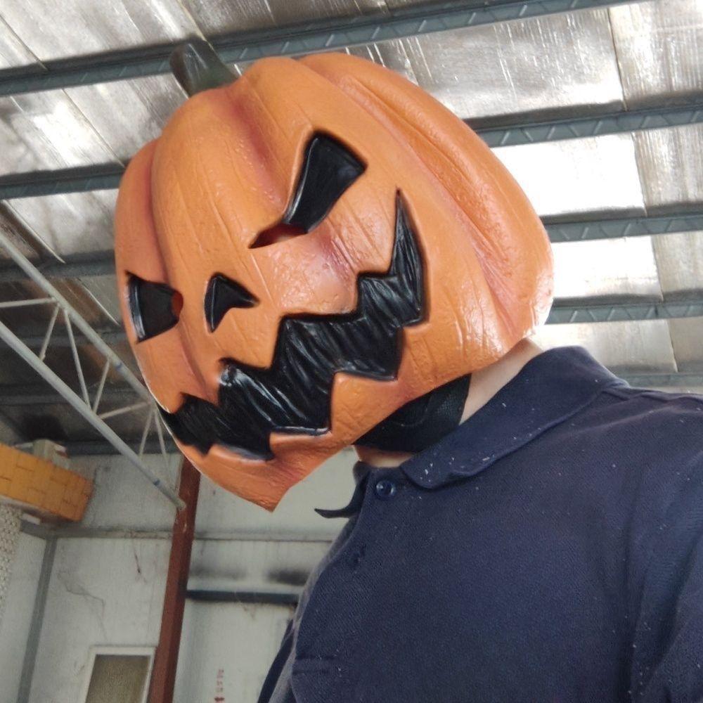 Latex Halloween Pumpkin Head Mask Novelty Trick or Treat Jackolantern Mask Breathable Head Cover Scary Pumpkin Mask