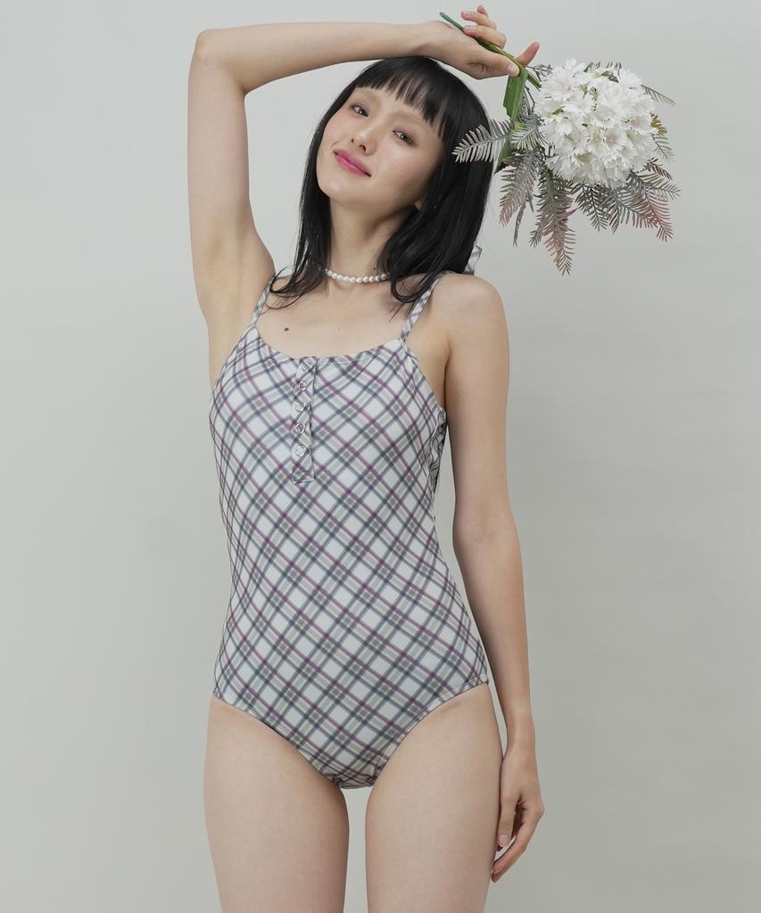 Tteolseutikeulleob Kate Check Swimsuit - Light Green