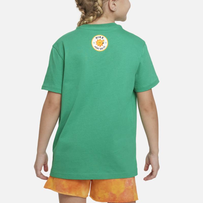 Nike Cartoon Logo Print Round Neck Short Sleeve T-Shirt Kids Tops Stadium-Green FJ7237-324