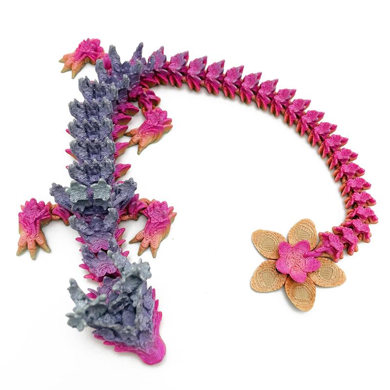 

3D-печатный дракон, домашний декор для стола, вращающаяся 3D-печатная игрушка в виде животного, реалистичная статуэтка дракона для офиса, аксессуары для украшения стола розы красного