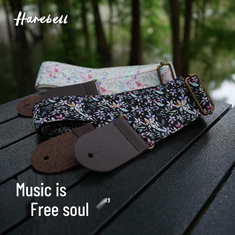 Day & Night Floral Cotton Guitar Strap Set: Anti-Slip, Widened Design, Dark Night Pattern 022, Sunlight Pattern 021