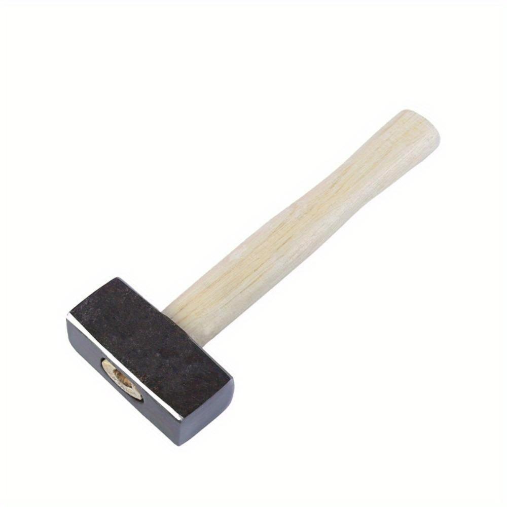 1Pc Wooden Handle Hammer Heavy Stoning Hammer Masonry Square Hammer Forged Steel Masonry Hammer Construction Beige