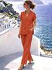 Spring/Summer 2026 European & American Linen V-Neck Short-Sleeve Two-Piece Casual Set