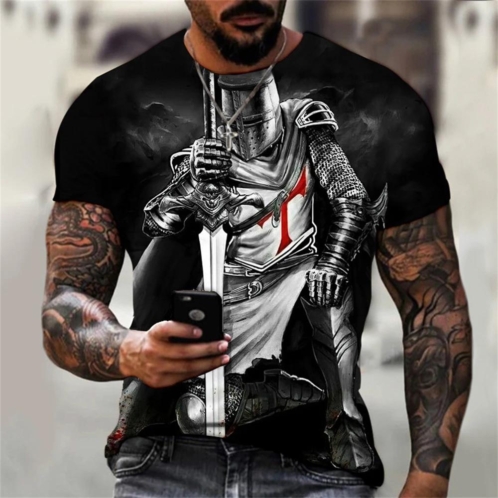 Summer Fashion Templar 3D Printed Men's T-Shirt Street Harajuku Cross Tshirt for Men Short Sleeve Oversized Tshirt Vintage Tops