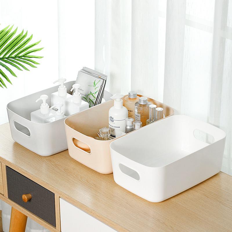 Large Capacity Portable Plastic Storage Box for Cosmetics and Snacks