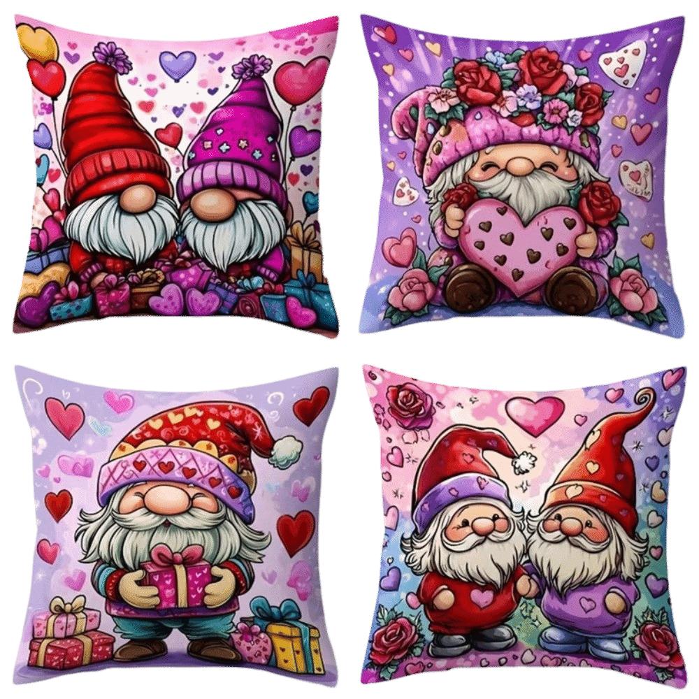 4PCS Tree Snowflake Christmas Pillow Covers Reindeer Xmas Pillowslip Bed Decoration