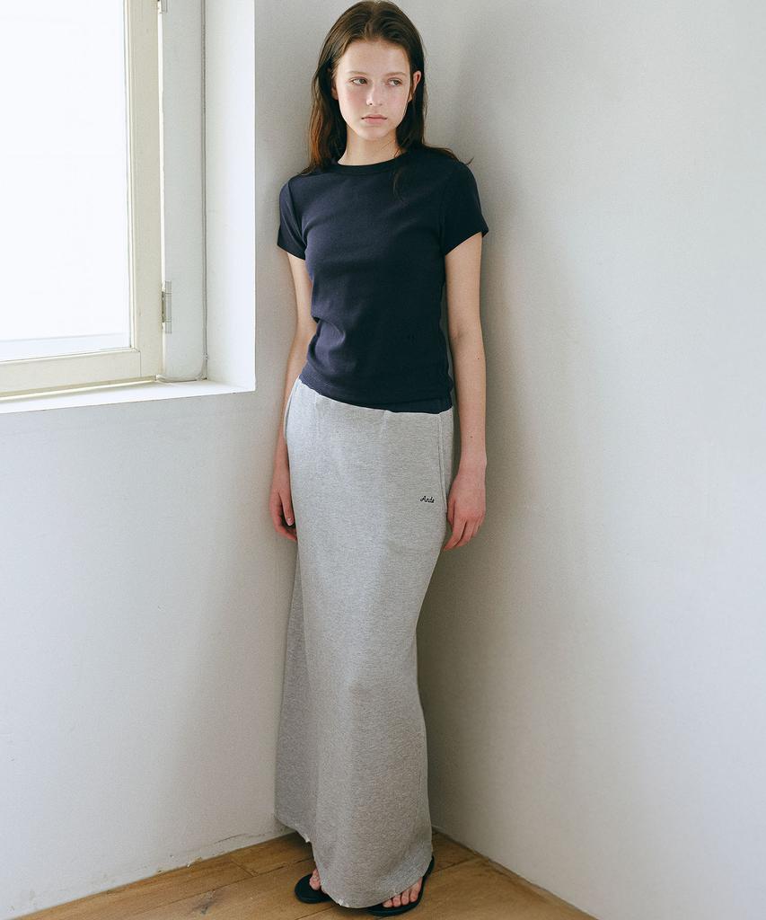 Annies Coast Waffle Long Skirt (Melange Gray)