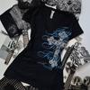 TrendHub Rock Gothic Streetwear Letter Cross Graphic T shirts Gyaru 2000s Clothes Harajuku Top Women V-neck Tees Sweet Y2k Vintage tshirt