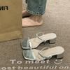 Popular Silver Thick Heel One-word Slippers Women's Summer Wear Fairy Style with Skirt Cool Slippers