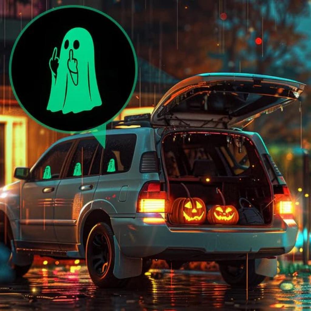 Glow Cute Middle Finger Stickers, Glow In The Dark Halloween Stickers, Car Middle Finger Decals, Scary Luminous Decals For Home Decour