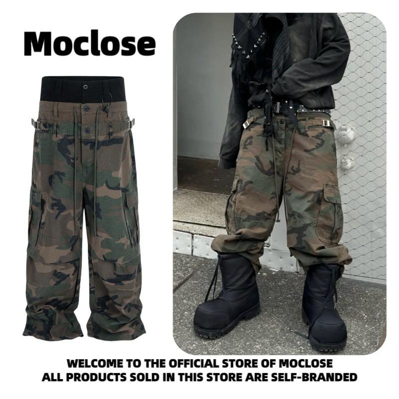 Moclose Camo Cargo Pants Loose Fit Hip Hop Style Men Women