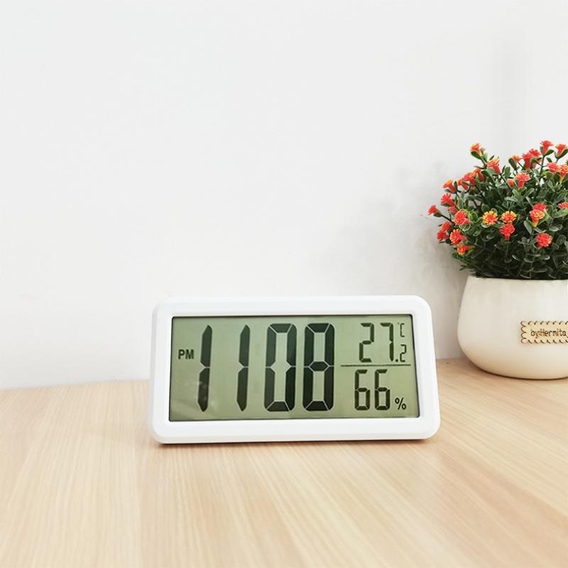 Digital Alarm Clock MAX/MIN Temperature Humidity Date Display Battery Powered Snooze Table Clock 12/24H Wall-mounted LCD Clock