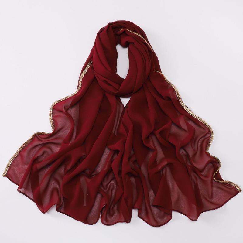 Ethnic Style Shiny Diamond Chiffon Scarf For Women All Season