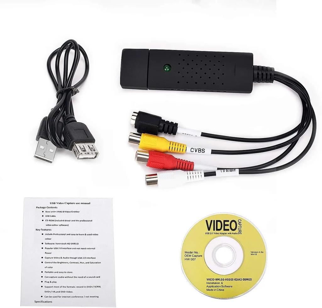 VHS To Digital Converter USB Audio Video Converter for Windows 7 8 10 Video Capture Card Digitize From Analog Video VCR VHS DVD