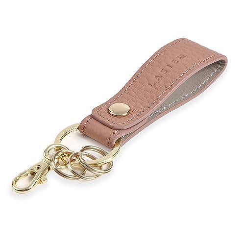 

LASIEM Leather Keychain, Key Ring, Women s, with Snass Hook and Genuine Leather Hardware, Fits Small Smart Keys and Car Keys (Classic Rose)