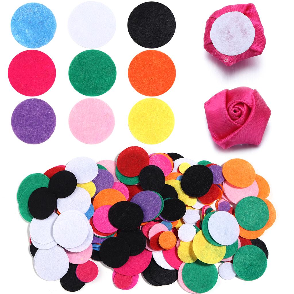 100-300pcs Round Non Woven Felt Circle Pads 15-45mm Colorful Fabric Patches Dots Appliques For DIY Scrapbook Handicrafts Decor