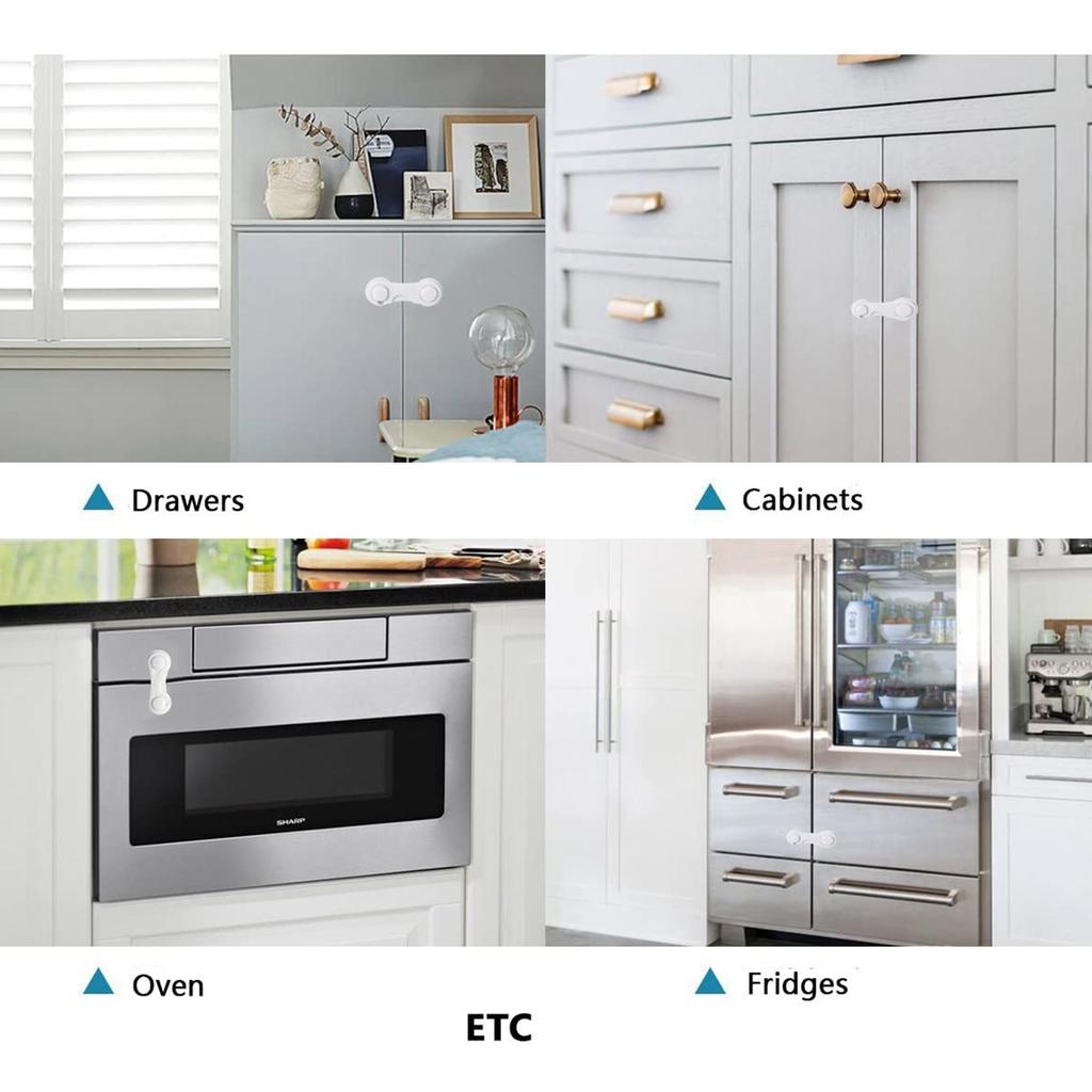 Cabinet Locks , Adhesive Baby Proofing Latches Multi-Purpose 10PCS