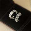 Cute Female White Zircon Stone Stud Earrings Vintage Silver Color Wedding Jewelry For Women