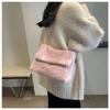 Handmade Fur Crossbody Bag with Chain Rhombic Embroidered Line Large Capacity New Fashion