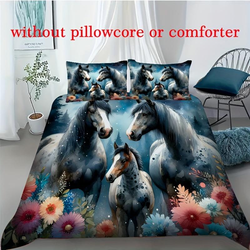 3pcs Soft & Breathable 3D Digital Print Horse Dreamcatcher Duvet Cover Set  Comfortable Bedroom Bedding Set Decoration