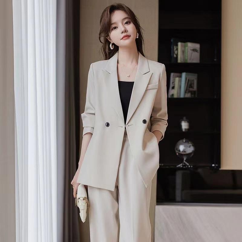 Women's Spring and Autumn Casual Temperament Suit Suit Ladies Long-sleeved Jacket + Suit Pants Career Two-piece Set