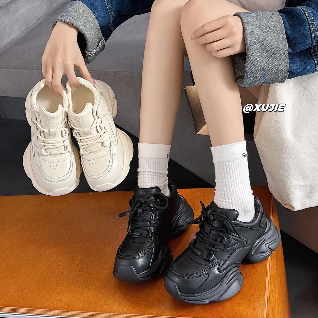 Thick-soled heightening dad shoes women 2025 spring and autumn new Internet celebrity horseshoe heel versatile niche design sports and leisure shoes