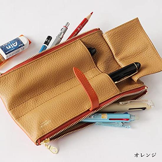 CCOMPANY LIMITED Lupo 2 Second Genuine Leather Italian Leather Pencil Case (Orange)