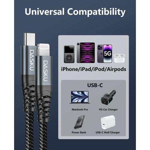 iPhone Charging Cable 3M USB-C Lightning Cable 2 Type-C iPhone Cable iPhone Charging Cable iPhone 14/13/12/11/Mini/Pro/Pro Max/SE 2020/XS Max/XS/XR/X/