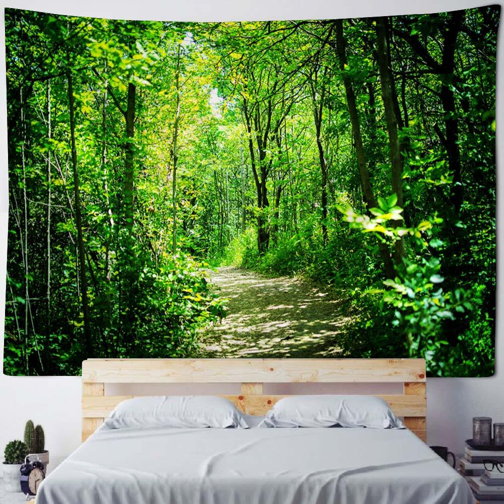 Green Jungle Tapestry Hippie Bohemian Home Decoration Wall Hanging Cloth Living Room Bedroom Mural, Background Poster