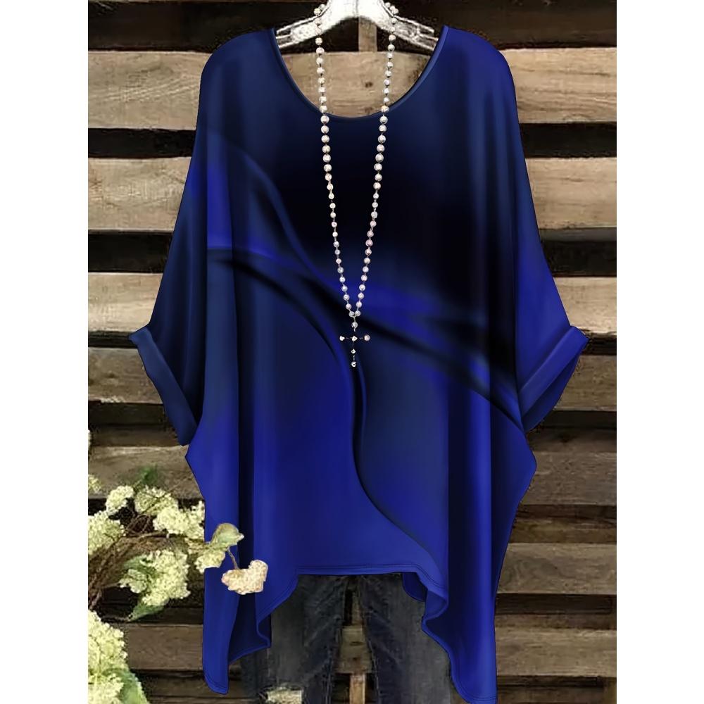 Women's T-Shirt Tie Dye Colorful Retro Simple 3D Printe O-Neck Irregular Hemline Summer Short Sleeve Casual Fashion Clothing Top