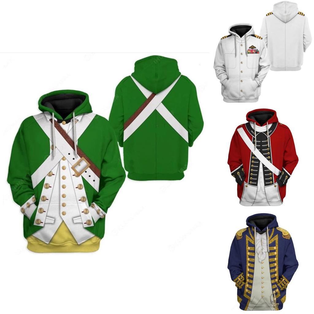 Historical Army Uniforms 3d Pattern Hoodie Cosplay Sweatershirt For Men And Women