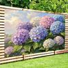 Vintage Hydrangea Floral Backdrop Oil Painting Purple Blue Flower Garden Background