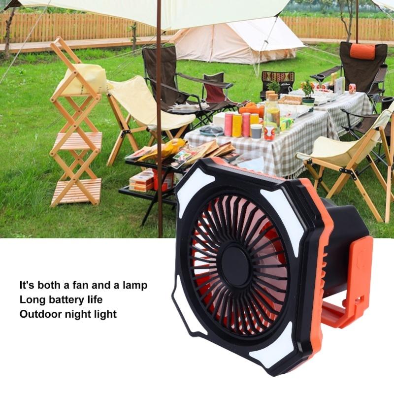 Camping Fan With LED Lantern 10000mah Rechargeable Battery Powered Fan 3 Levels Adjustable Quiet Tent Fan For Picnic Barbecue