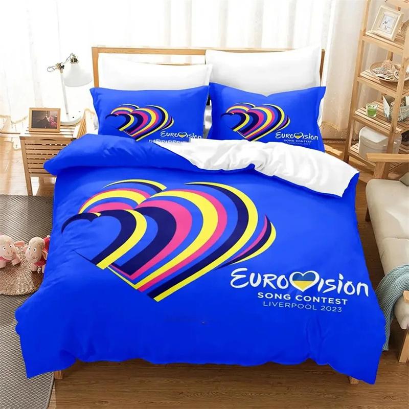 

3D Printed Eurovision Song Contest Bedding Sets Exquisite Bed Supplies Set Duvet Cover Bed Comforter Set Luxury Birthday Gifts EU single(135x200cm)