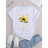 Sunflower Graphic Casual Sports Loose T-shirt, Round Neck Letter Printed Summer Sports Workout Top, Women's Tops