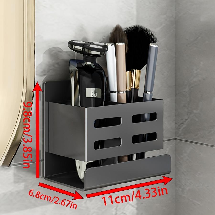 Versatile Wall-Mounted Bathroom Organizer - No-Drill, Plastic Storage Rack for Toothbrushes & Razors, Perfect Home Accessory