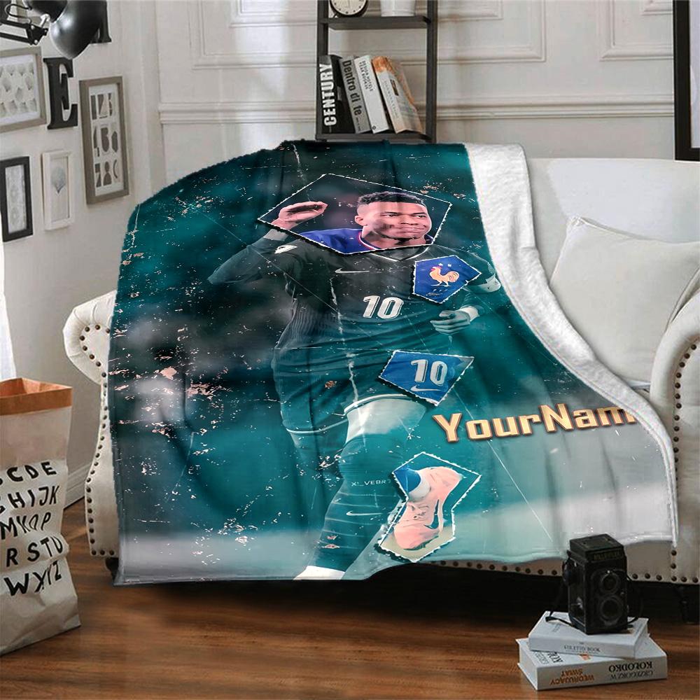 Mbappe Personalized Text Blanket Multi-purpose Customizable Blanket Soft & Cozy Perfect for Home Decor Picnics Seaside Bedding for All Occasions