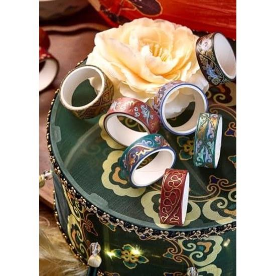 YUBBAEX 20-volume Set Chinese-style Masking Tape Floral Patterngeometric Pattern Washi Gold Foil Decoration DIY Crafts Bullet Journal Planner Card