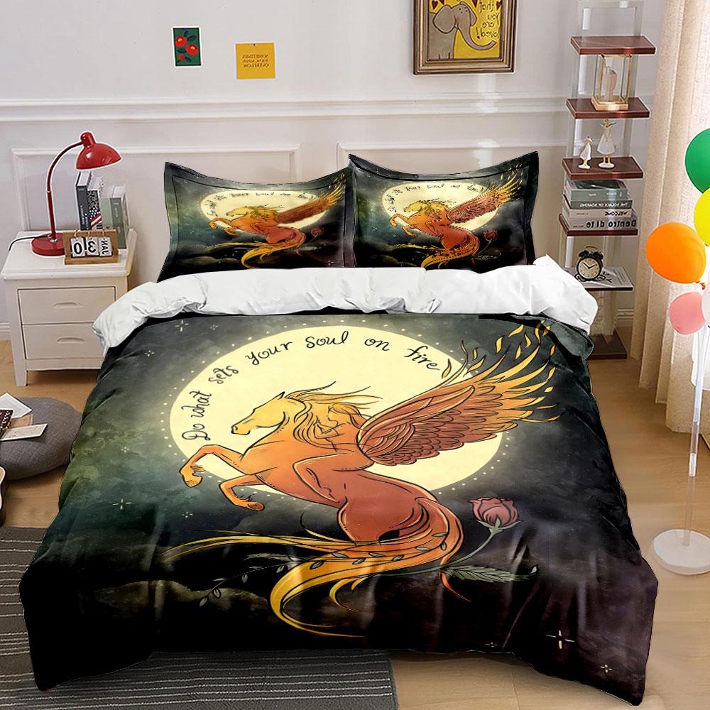 

Winged horse, rose, moon. Bedding sets Duvet cover sets Duvet covers Pillowcases(1 * Duvet Cover 2 * Pillowcases, without duvet insert) 135x200cm