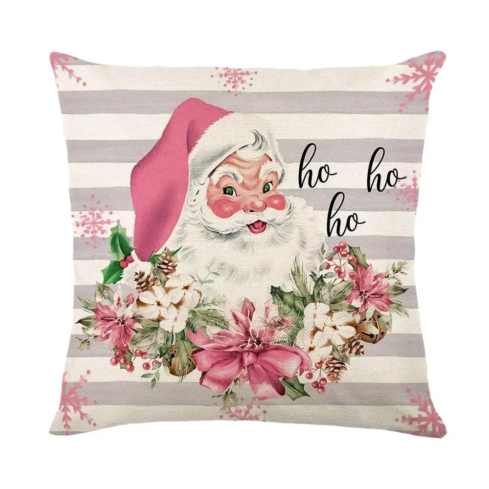 Christmas Day Party Decoration Pillowcase Santa Claus Dwarf Snowman Print Pillow Cover Sofa Room Home Decoration Christmas Gift